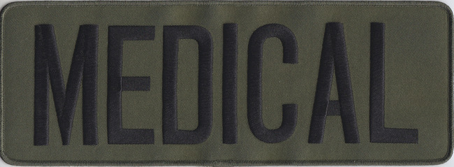 MEDICAL Black on OD Green Back Panel Patch 11" X 4"